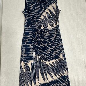 Enfocus Studio Blue and Beige Abstract Midi Dress